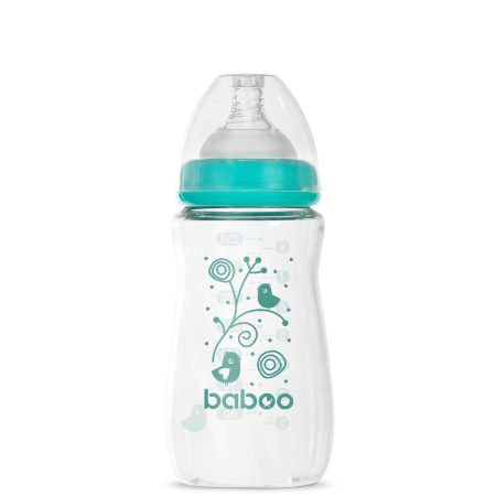 Baboo Anti-Colic Stiklinis Maitinimo Buteliukas, Plataus Kaklelio, 250 ml, 3+ Mėn_1