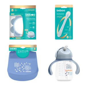 Silicone Eating Set, Blue Haze